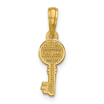 14K Polished Heart Key Pendant, 20 x 6mm