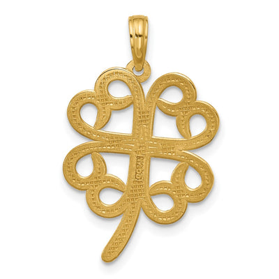 14K Polished Four Leaf Clover Pendant, 25.9 x 17.32mm