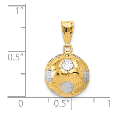 14K w/Rhodium Soccer Ball Pendant