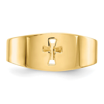 14K Polished Cut-out Cross Ring
