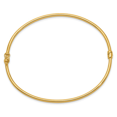 14K Polished Hinged Oval Bangle Bracelet, 7 x 2mm