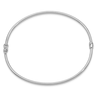 14K White Gold Polished Hinged Oval Bangle Bracelet, 7.00 x 2mm