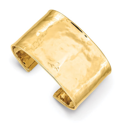 14K Hammered Polished Cuff Bangle Bracelet