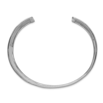 14K White Gold Hammered Polished Cuff Bangle Bracelet