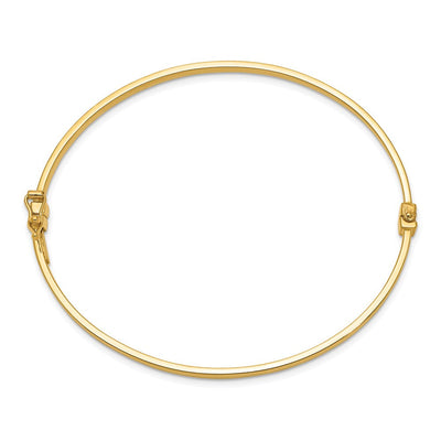 14K Polished Hinged Oval Bangle Bracelet, 7 x 3mm