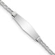 14K White Gold Polished Semi-Solid Chain/Solid Plate Anchor Link Soft Diamond Shape 25.5x7. Plate ID Bracelet