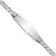 14K White Gold Polished Semi-Solid Chain/Solid Plate Cuban Link Soft Diamond Shape 25.5x7. Plate ID Bracelet