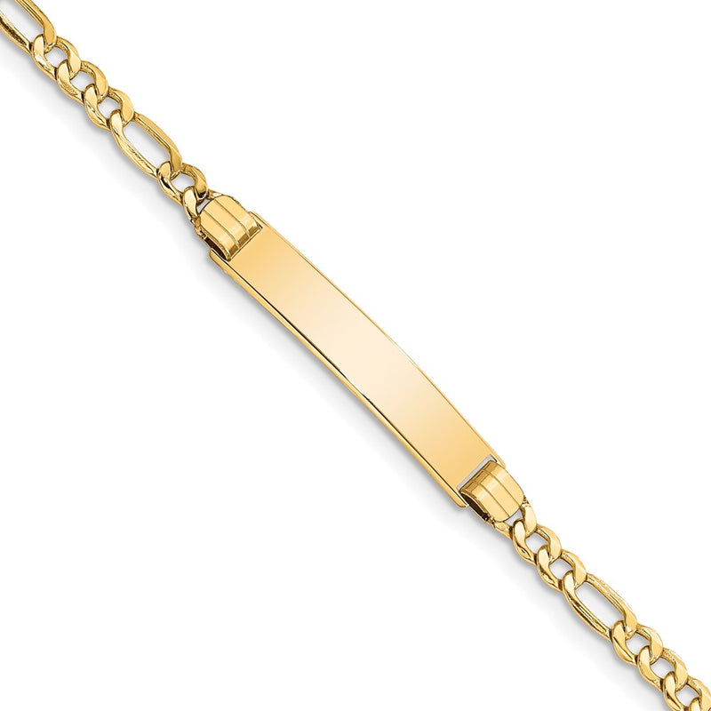 14K gold figaro link plate ID bracelet