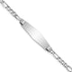 14K White Gold Polished Semi-Solid Chain/Solid Plate Figaro Link Soft Diamond Shape 25.5x7. Plate ID Bracelet