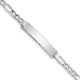 14K White Gold Polished Semi-Solid Chain/Solid Plate Figaro Link 33.5x6. Plate ID Bracelet