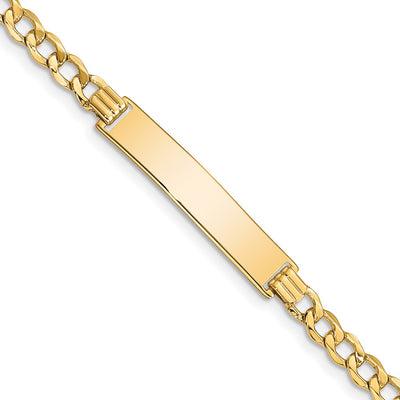 14K Polished Semi-Solid Chain/Solid Plate Curb Link 33x6.75mm Plate ID Bracelet