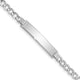 14K White Gold Polished Semi-Solid Chain/Solid Plate Curb Link 33x6. Plate ID Bracelet