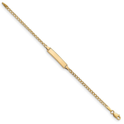 14K Polished Semi-Solid Chain/Solid Plate Cuban Link 20x4.5mm Plate Baby/Child ID Bracelet