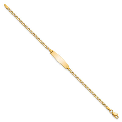 14K Polished Semi-Solid Chain/Solid Plate Cuban Link Soft Diamond Shape 19.5x5.5mm Plate Baby/Child ID Bracelet