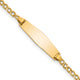 14k Polished Semi-Solid Chain/Solid Plate Cuban Link Soft Diamond Shape 19.5x5. Plate Baby/Child ID Bracelet