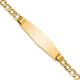 14K Polished Semi-Solid Chain/Solid Plate Cuban Link Soft Diamond Shape Plate ID Bracelet