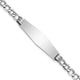 14K White Gold Polished Semi-Solid Chain/Solid Plate Cuban Link Soft Diamond Shape Plate ID Bracelet