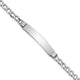 14K White Gold Polished Semi-Solid Chain/Solid Plate Cuban Link Plate ID Bracelet, 7 x 7mm