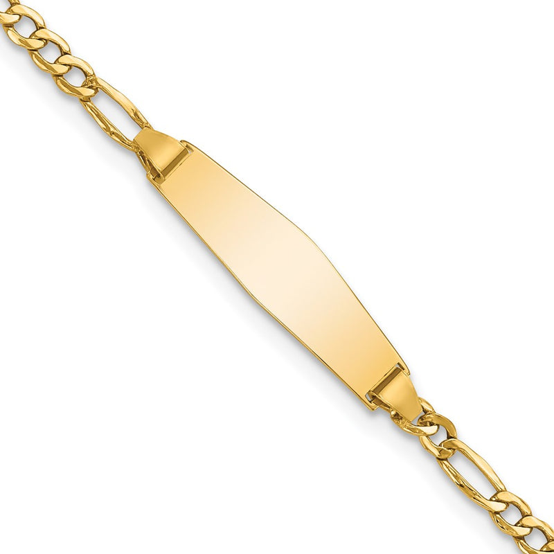 14K gold figaro link plate ID bracelet