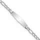 14K White Gold Polished Semi-Solid Chain/Solid Plate Figaro Link Soft Diamond Shape Plate ID Bracelet