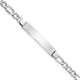 14K White Gold Polished Semi-Solid Chain/Solid Plate Figaro Link Plate ID Bracelet, 7 x 7mm
