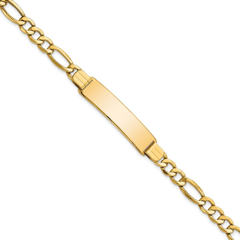14K gold figaro link plate ID bracelet