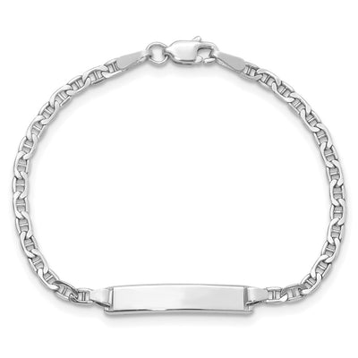 14K White Gold Polished Semi-Solid Chain/Solid Plate Anchor Link 20x4.5mm Plate Baby/Child ID Bracelet
