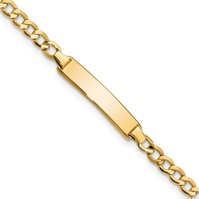 14K Polished Semi-Solid Chain/Solid Plate Cuban Link 23.5x4.5mm Plate Baby/Child ID Bracelet