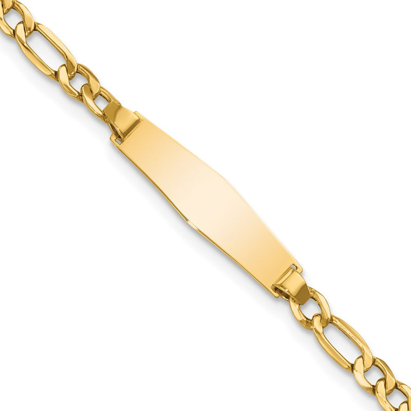 14K gold figaro link plate ID bracelet