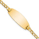 14K Polished Semi-Solid Chain/Solid Plate Curb Link Oval 25x11. Plate ID Bracelet