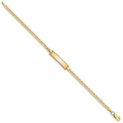 14K Polished Solid Chain/Solid Plate Anchor Link Plate Baby/Child ID Bracelet