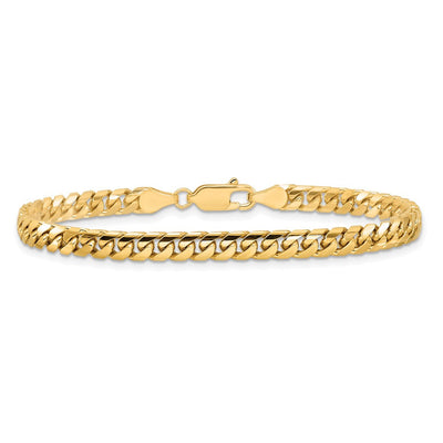 14K Solid Miami Cuban Link with Lobster Clasp Bracelet, 7 x 4.3mm