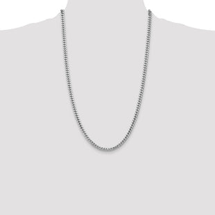 14K White Gold Solid Miami Cuban Link with Lobster Clasp Chain (Style DCU140W-26)