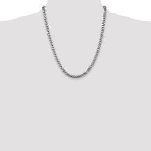 14K White Gold Solid Miami Cuban Link with Lobster Clasp Chain (Style DCU160W-22)