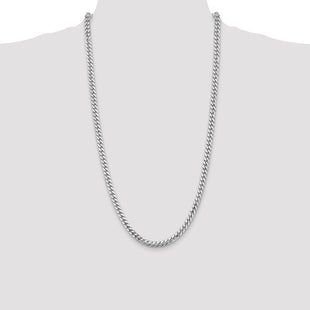 14K White Gold Solid Miami Cuban Link with Lobster Clasp Chain (Style DCU180W-28)