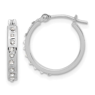 14K White Gold Diamond Fascination Polished Hoop Earrings (Style DF346)