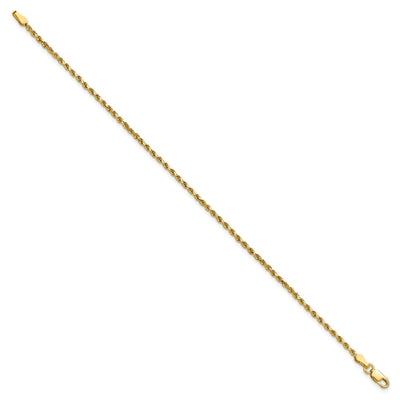 14K Semi Solid Diamond-cut Rope with Lobster Clasp Chain, 7 x 2mm