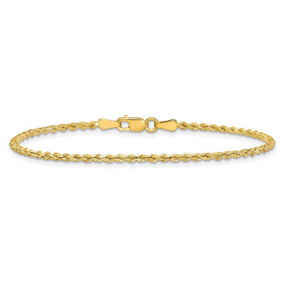 14K Semi Solid Diamond-cut Rope with Lobster Clasp Chain, 7 x 2mm