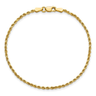 14K Semi Solid Diamond-cut Rope with Lobster Clasp Chain, 7 x 2mm