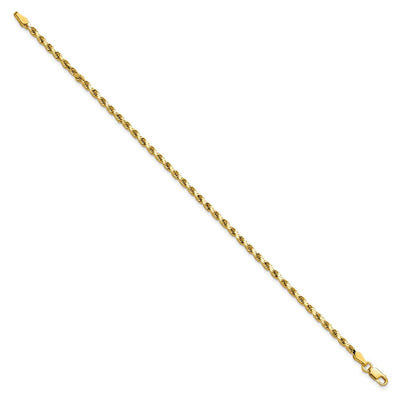 14K Semi Solid Diamond-cut Rope with Lobster Clasp Chain, 7 x 2.5mm