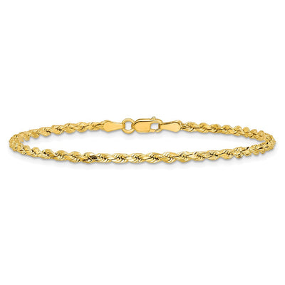 14K Semi Solid Diamond-cut Rope with Lobster Clasp Chain, 7 x 2.5mm