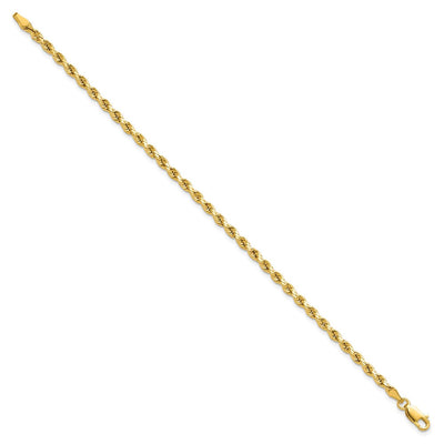 14K Semi Solid Diamond-cut Rope with Lobster Clasp Chain, 7 x 3mm
