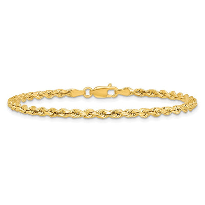 14K Semi Solid Diamond-cut Rope with Lobster Clasp Chain, 7 x 3mm