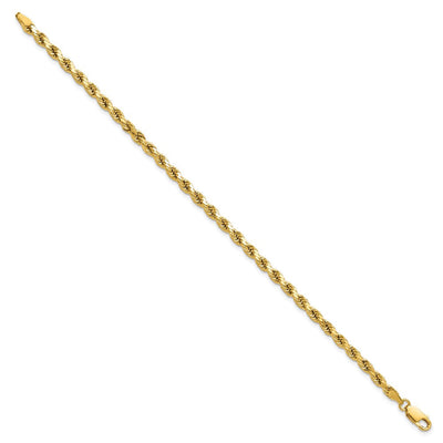 14K Semi Solid Diamond-cut Rope with Lobster Clasp Chain, 7 x 3.5mm