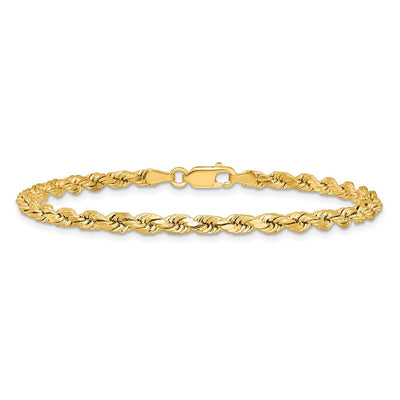14K Semi Solid Diamond-cut Rope with Lobster Clasp Chain, 7 x 3.5mm