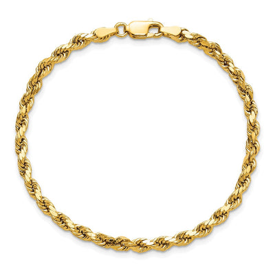 14K Semi Solid Diamond-cut Rope with Lobster Clasp Chain, 7 x 3.5mm