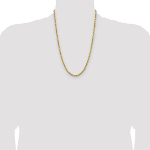 14K Semi Solid Diamond-cut Rope with Lobster Clasp Chain (Style DH030-24)