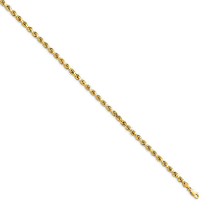 14K Semi Solid Diamond-cut Rope with Lobster Clasp Chain, 7 x 4mm