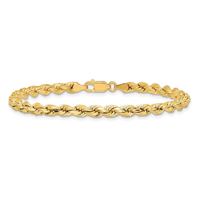 14K Semi Solid Diamond-cut Rope with Lobster Clasp Chain, 7 x 4mm