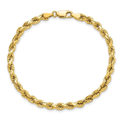 14K Semi Solid Diamond-cut Rope with Lobster Clasp Chain, 7 x 4mm